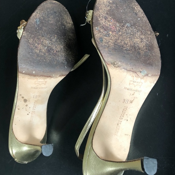 Manolo Blahnik Gold Strappy Sandals READ DESCRIPTION - Picture 7 of 7